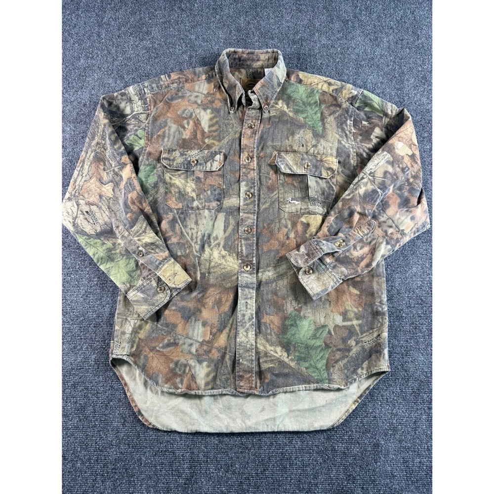 Duxbak Mens Camo Button Down Long‎ Sleeve Shirt Realtree Advantage Size Medium